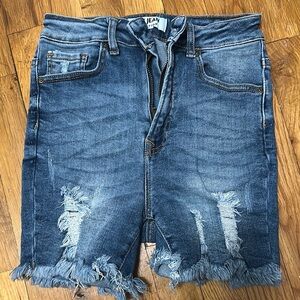 Wax Jean Blue Distressed Jean Shorts